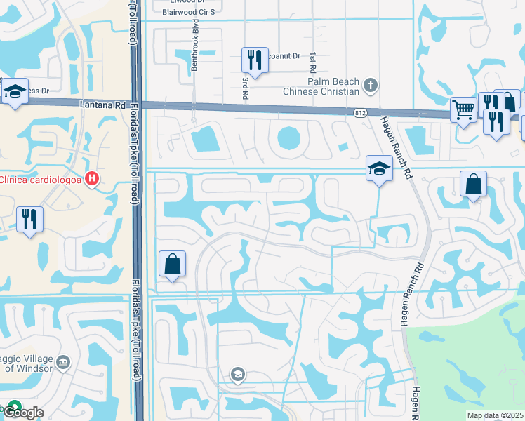 map of restaurants, bars, coffee shops, grocery stores, and more near 6142 Cotton Rose Lane in Lake Worth