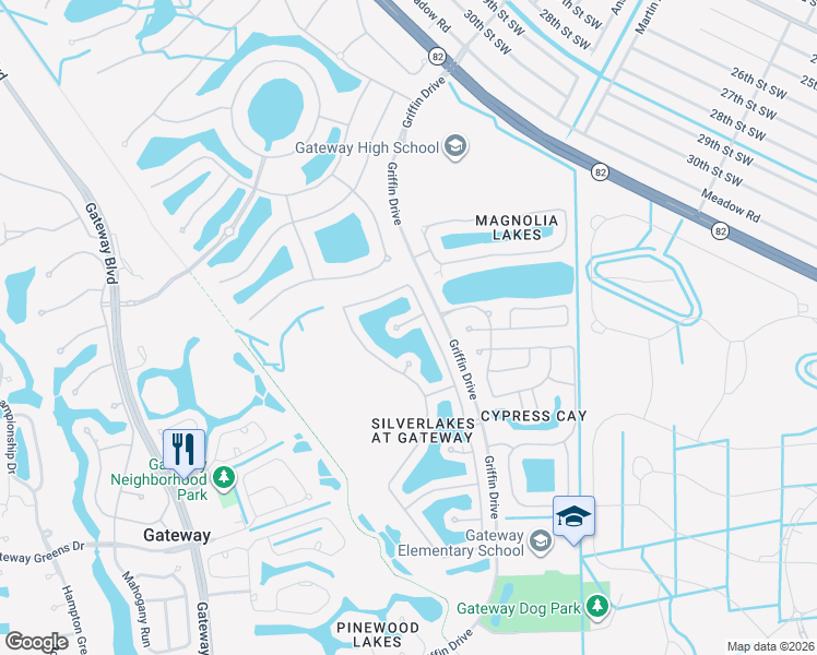 map of restaurants, bars, coffee shops, grocery stores, and more near 13030 Shoreside Court in Fort Myers
