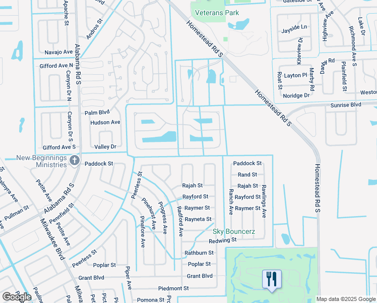 map of restaurants, bars, coffee shops, grocery stores, and more near 10804 Crossback Lane in Lehigh Acres