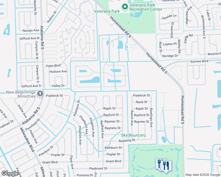 map of restaurants, bars, coffee shops, grocery stores, and more near 10784 Crossback Lane in Lehigh Acres