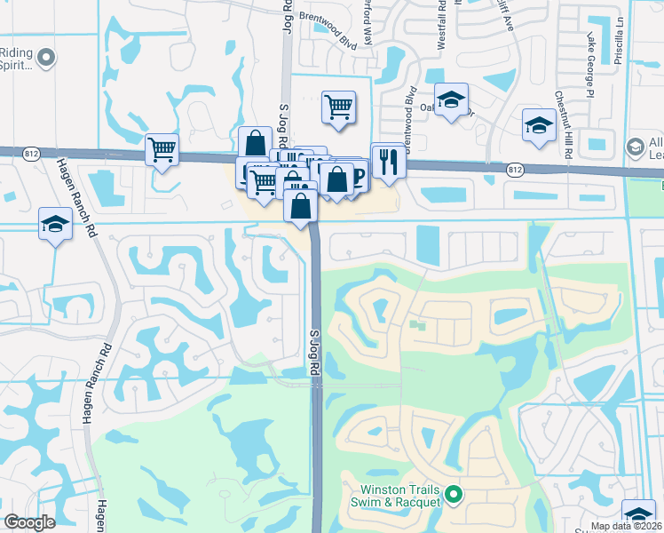 map of restaurants, bars, coffee shops, grocery stores, and more near 6324 Barton Creek Circle in Lake Worth