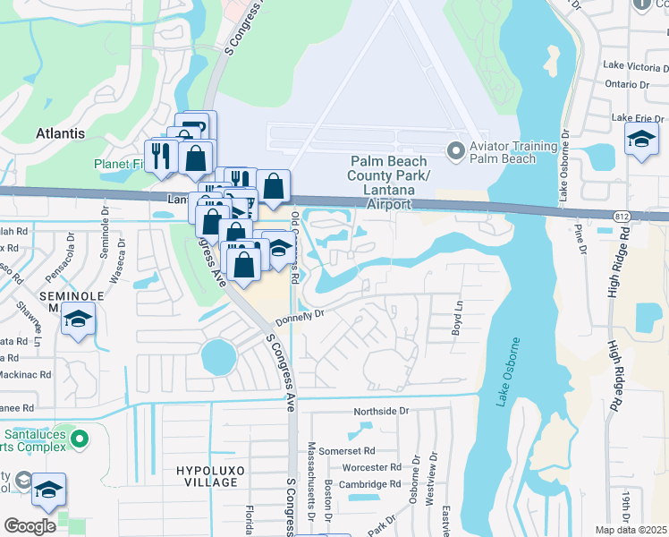 map of restaurants, bars, coffee shops, grocery stores, and more near 2826 Helm Court in Lake Worth