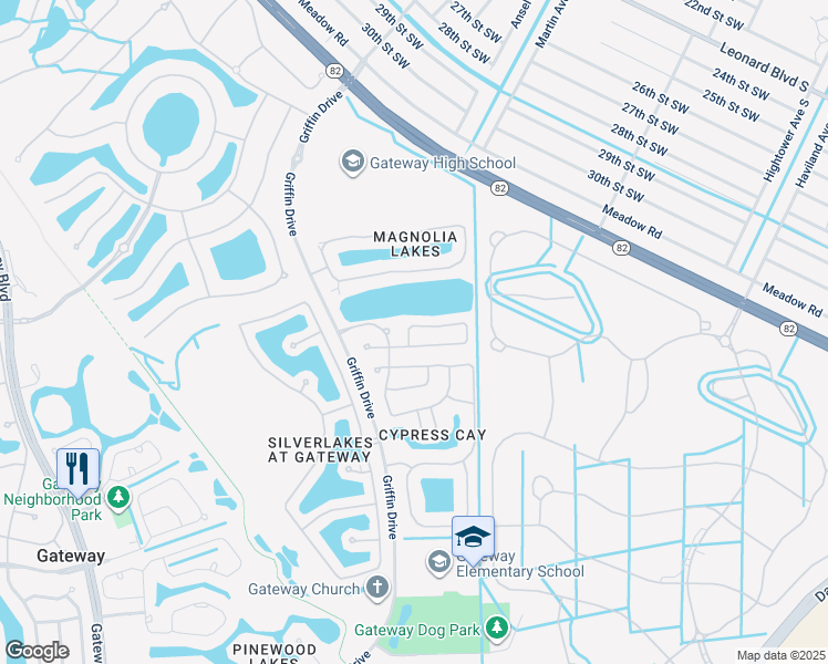 map of restaurants, bars, coffee shops, grocery stores, and more near 13355 Highland Chase Place in Fort Myers