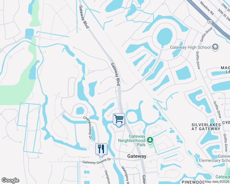 map of restaurants, bars, coffee shops, grocery stores, and more near 12500 Walden Run Drive in Fort Myers