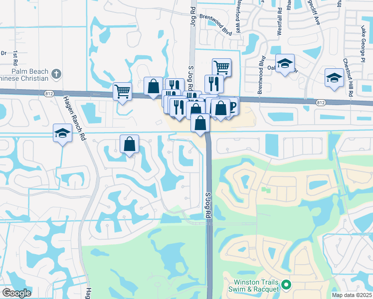 map of restaurants, bars, coffee shops, grocery stores, and more near 6169 C Durham Drive in Lake Worth