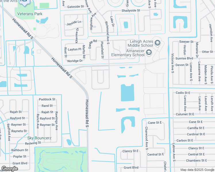 map of restaurants, bars, coffee shops, grocery stores, and more near 278 Richmond Avenue South in Lehigh Acres