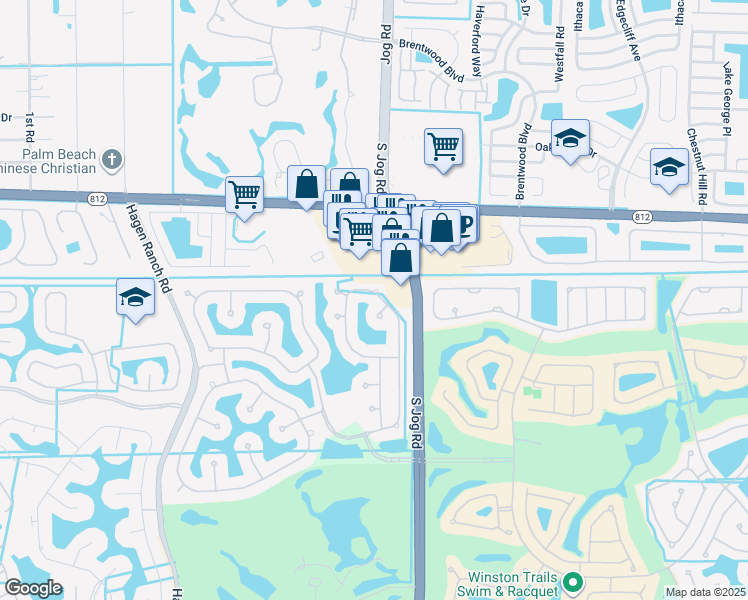 map of restaurants, bars, coffee shops, grocery stores, and more near 6169 C Durham Drive in Lake Worth