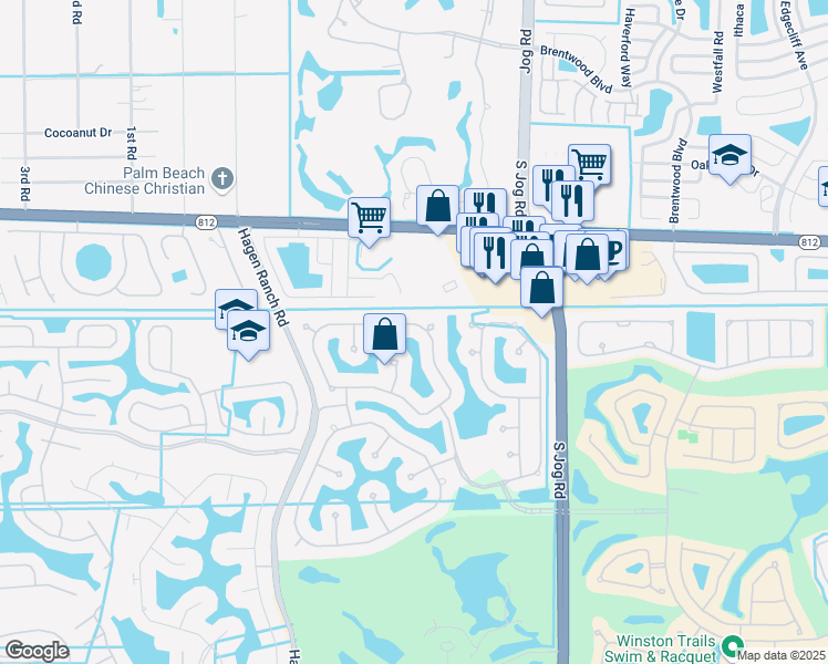 map of restaurants, bars, coffee shops, grocery stores, and more near 6737 Houlton Circle in Lake Worth