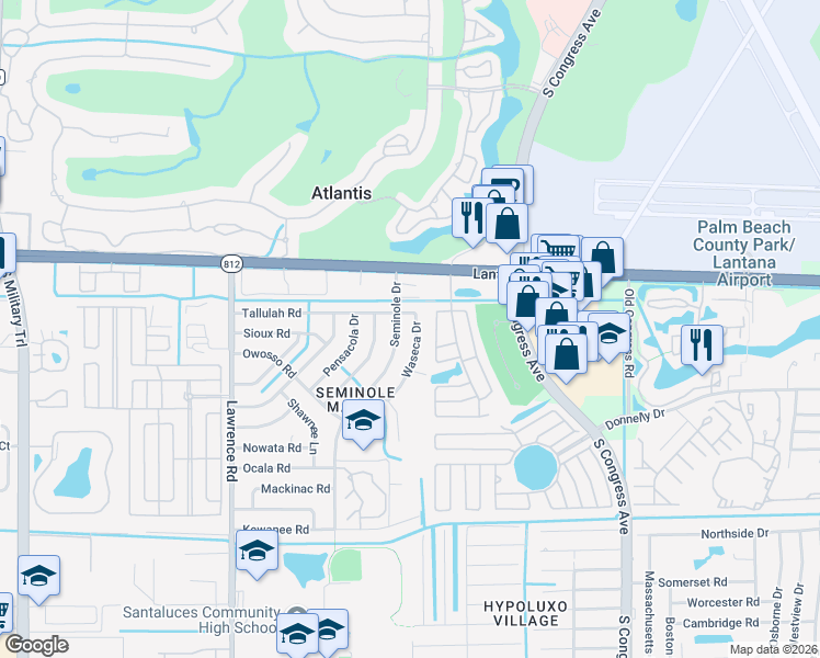 map of restaurants, bars, coffee shops, grocery stores, and more near 481 Waseca Drive in Lake Worth