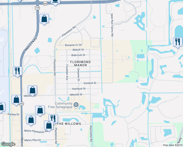 map of restaurants, bars, coffee shops, grocery stores, and more near 6773 Fairview Street in Fort Myers