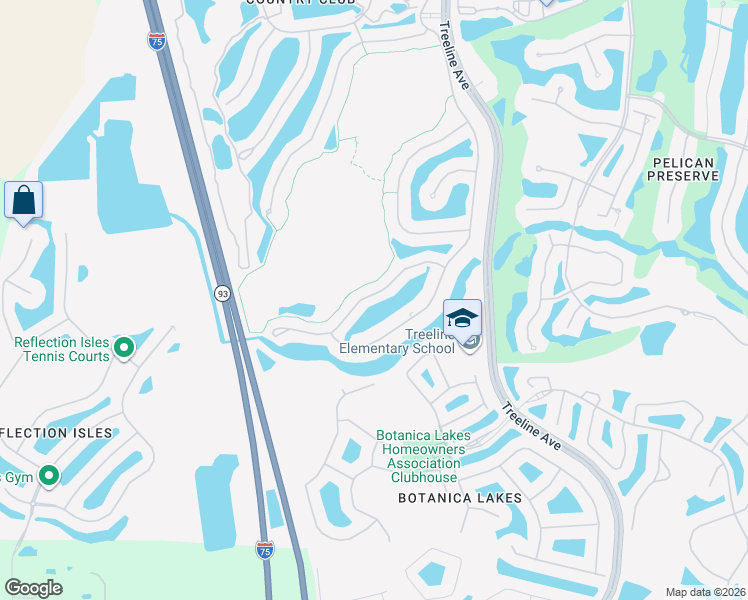 map of restaurants, bars, coffee shops, grocery stores, and more near 11020 Mill Creek Way in Fort Myers