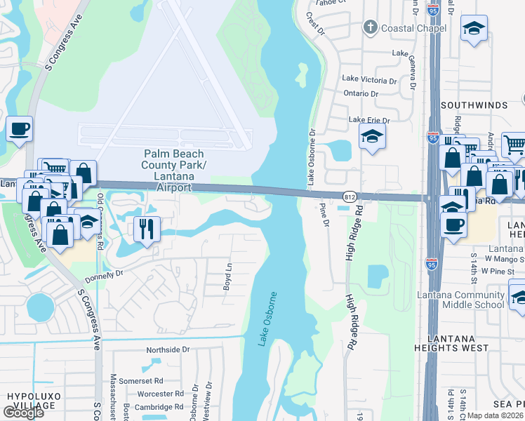 map of restaurants, bars, coffee shops, grocery stores, and more near 6000 Yellow Sun Drive in Lake Worth