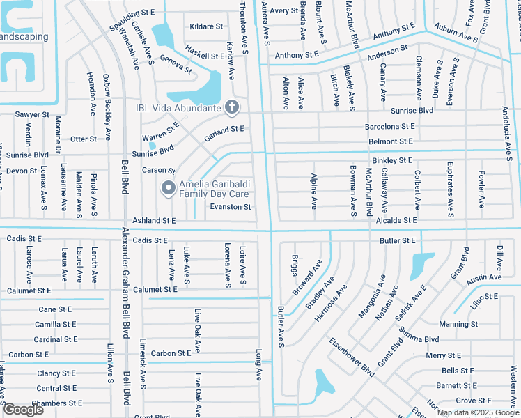 map of restaurants, bars, coffee shops, grocery stores, and more near 251 Thornton Avenue South in Lehigh Acres
