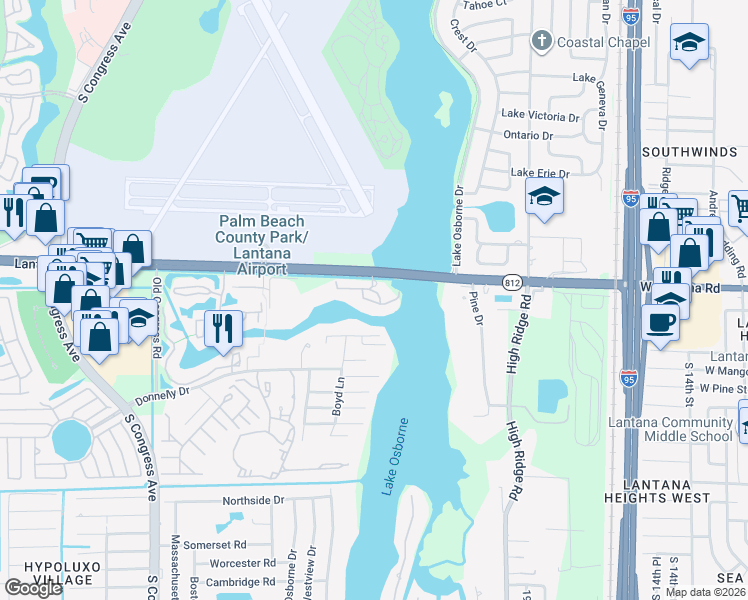 map of restaurants, bars, coffee shops, grocery stores, and more near 2415 Gertrude Drive in Lake Worth
