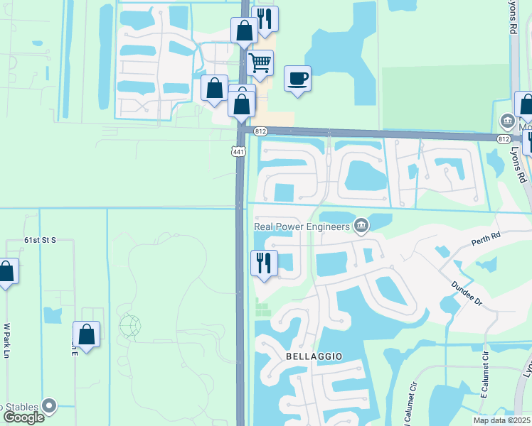 map of restaurants, bars, coffee shops, grocery stores, and more near 6274 Via Primo Street in Lake Worth