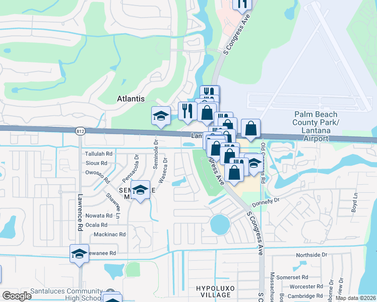 map of restaurants, bars, coffee shops, grocery stores, and more near 6048 Seashore Drive in Lake Worth