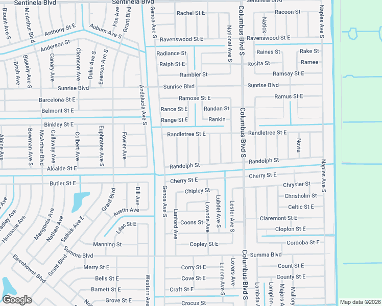 map of restaurants, bars, coffee shops, grocery stores, and more near 239 Nancy Avenu South in Lehigh Acres