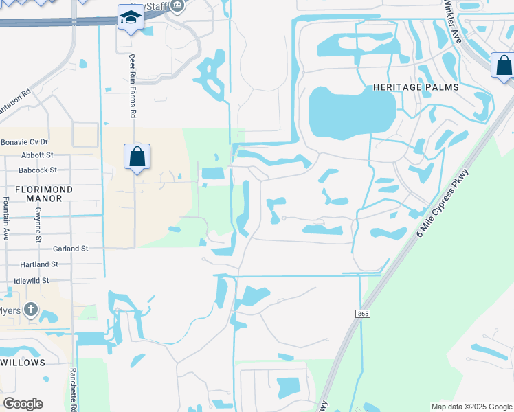 map of restaurants, bars, coffee shops, grocery stores, and more near 10440 Wine Palm Road in Fort Myers