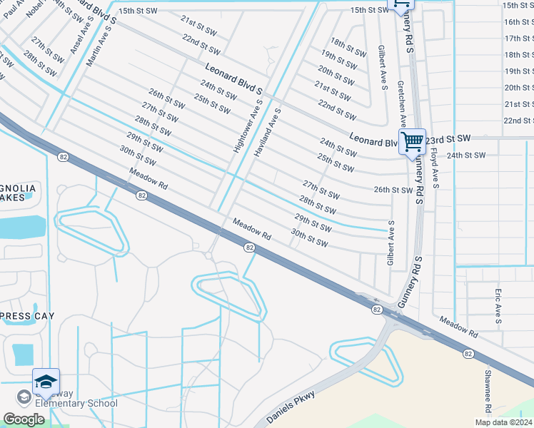 map of restaurants, bars, coffee shops, grocery stores, and more near 4524 30th Street Southwest in Lehigh Acres