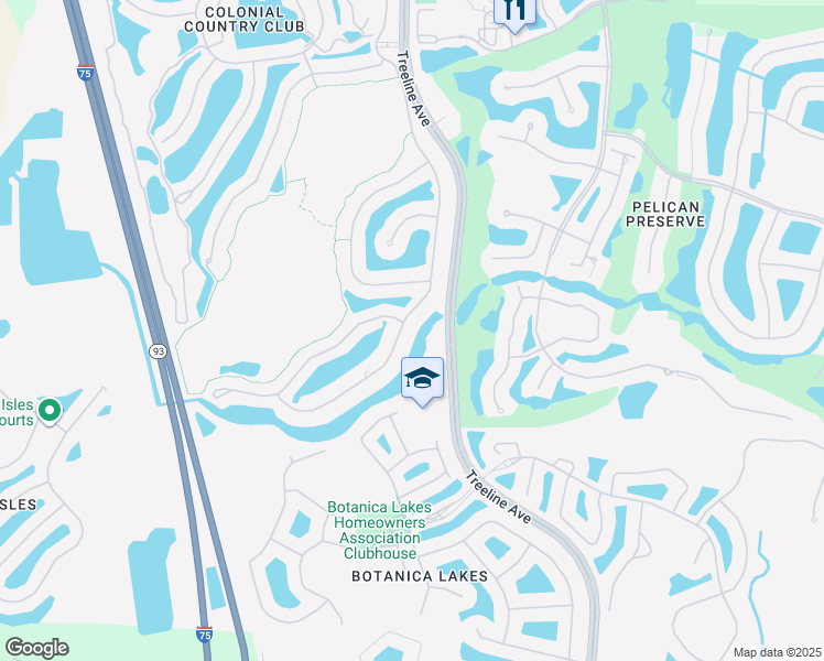 map of restaurants, bars, coffee shops, grocery stores, and more near 10111 Colonial Country Club Boulevard in Fort Myers