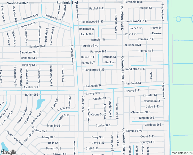 map of restaurants, bars, coffee shops, grocery stores, and more near 239 Nancy Avenu South in Lehigh Acres