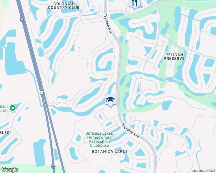map of restaurants, bars, coffee shops, grocery stores, and more near 10111 Colonial Country Club Boulevard in Fort Myers