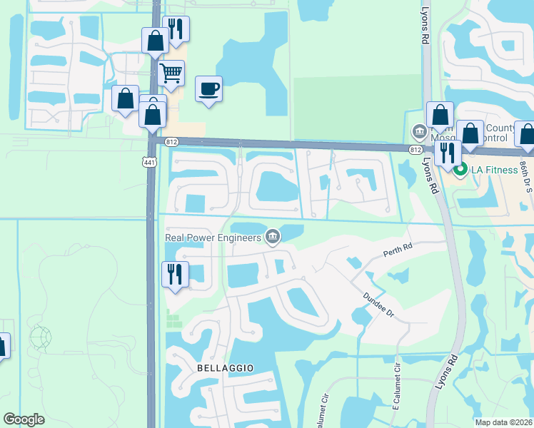 map of restaurants, bars, coffee shops, grocery stores, and more near 9594 Taormina Street in Lake Worth
