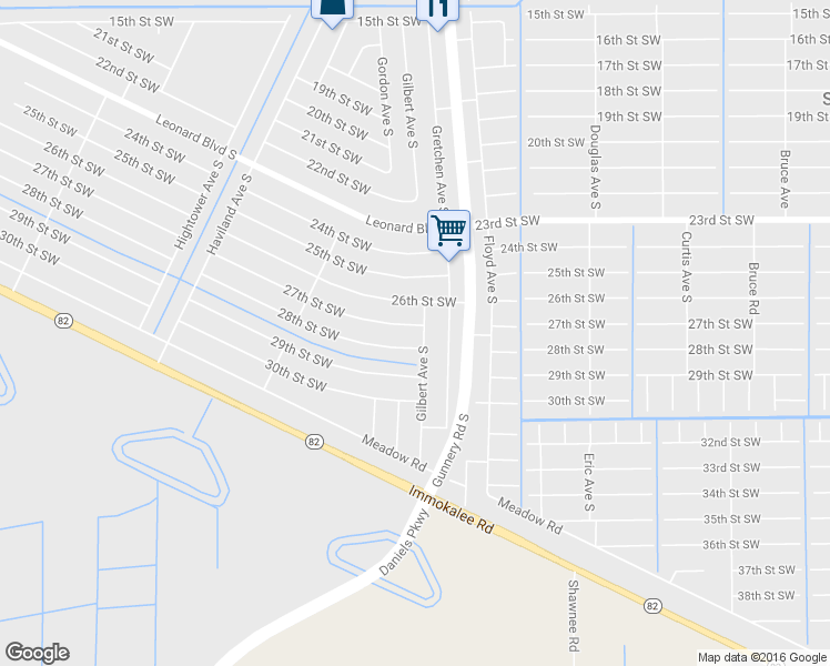 map of restaurants, bars, coffee shops, grocery stores, and more near 4401 27th Street Southwest in Lehigh Acres