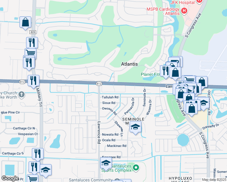 map of restaurants, bars, coffee shops, grocery stores, and more near 3867 Island Club Circle East in Lake Worth