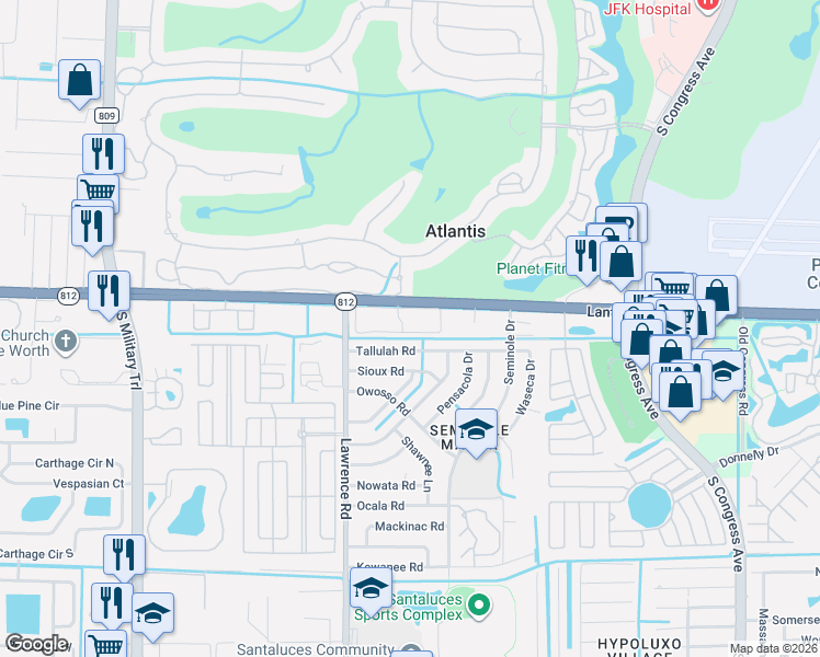 map of restaurants, bars, coffee shops, grocery stores, and more near 3867 Island Club Circle East in Lake Worth