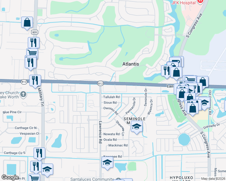 map of restaurants, bars, coffee shops, grocery stores, and more near 3867 Island Club Circle East in Lake Worth