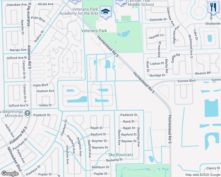 map of restaurants, bars, coffee shops, grocery stores, and more near 10609 Crossback Lane in Lehigh Acres