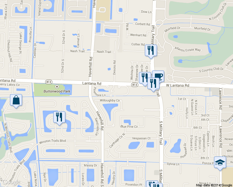 map of restaurants, bars, coffee shops, grocery stores, and more near 4763 Pinemore Lane in Lake Worth