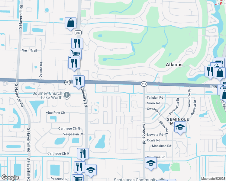 map of restaurants, bars, coffee shops, grocery stores, and more near 6029 Lace Wood Circle in Lake Worth