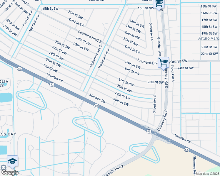map of restaurants, bars, coffee shops, grocery stores, and more near 4510 29th Street Southwest in Lehigh Acres