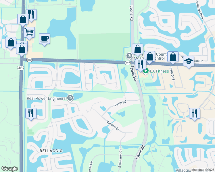 map of restaurants, bars, coffee shops, grocery stores, and more near 9186 Oak Alley Drive in Lake Worth