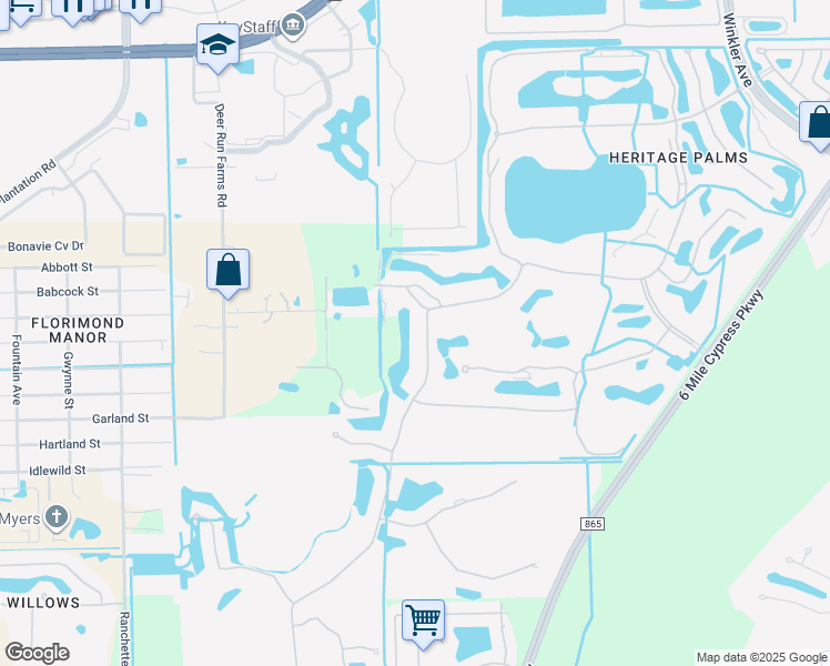 map of restaurants, bars, coffee shops, grocery stores, and more near 10440 Wine Palm Road in Fort Myers