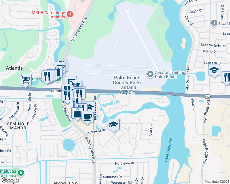 map of restaurants, bars, coffee shops, grocery stores, and more near in Palm Beach County