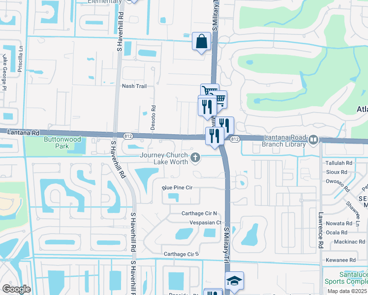 map of restaurants, bars, coffee shops, grocery stores, and more near 4654 Silver Saw Ln in Lake Worth