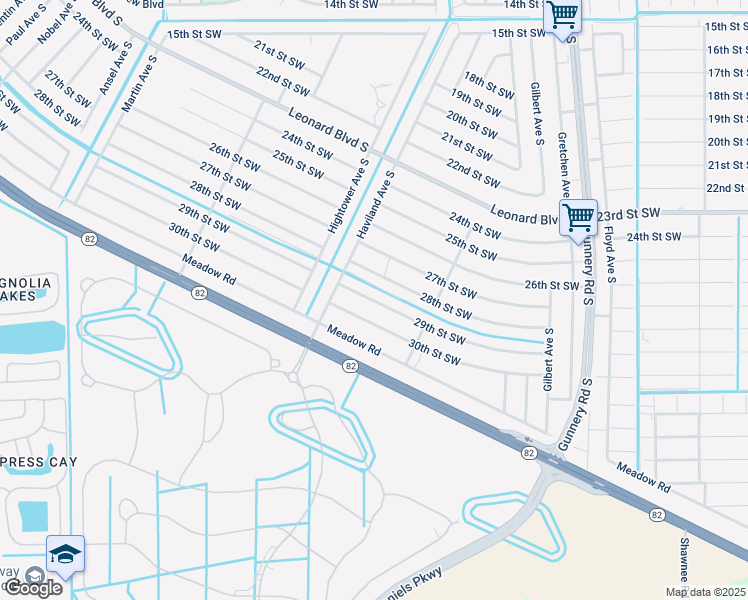 map of restaurants, bars, coffee shops, grocery stores, and more near 4524 30th Street Southwest in Lehigh Acres