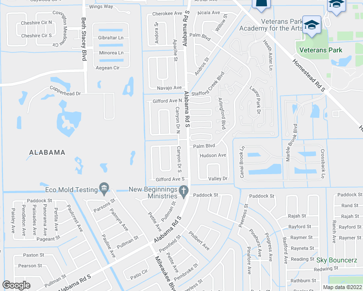 map of restaurants, bars, coffee shops, grocery stores, and more near 403 Canyon Drive South in Lehigh Acres