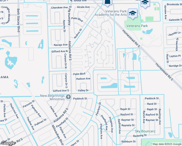 map of restaurants, bars, coffee shops, grocery stores, and more near 480 Valley Drive in Lehigh Acres