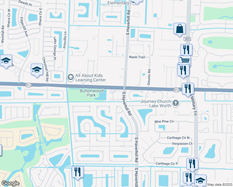 map of restaurants, bars, coffee shops, grocery stores, and more near 6304 Sand Hills Circle in Lake Worth