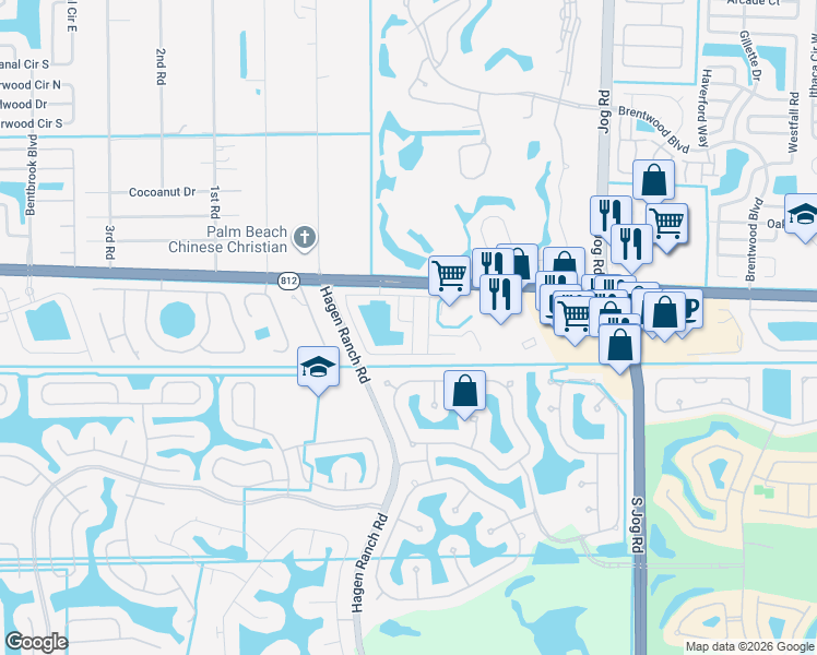 map of restaurants, bars, coffee shops, grocery stores, and more near 164 Plantation Boulevard in Lake Worth