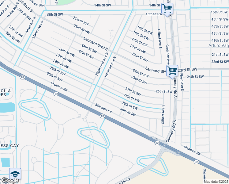 map of restaurants, bars, coffee shops, grocery stores, and more near 4527 28th Street Southwest in Lehigh Acres