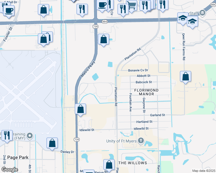map of restaurants, bars, coffee shops, grocery stores, and more near 6170 Mahaffey Road in Fort Myers