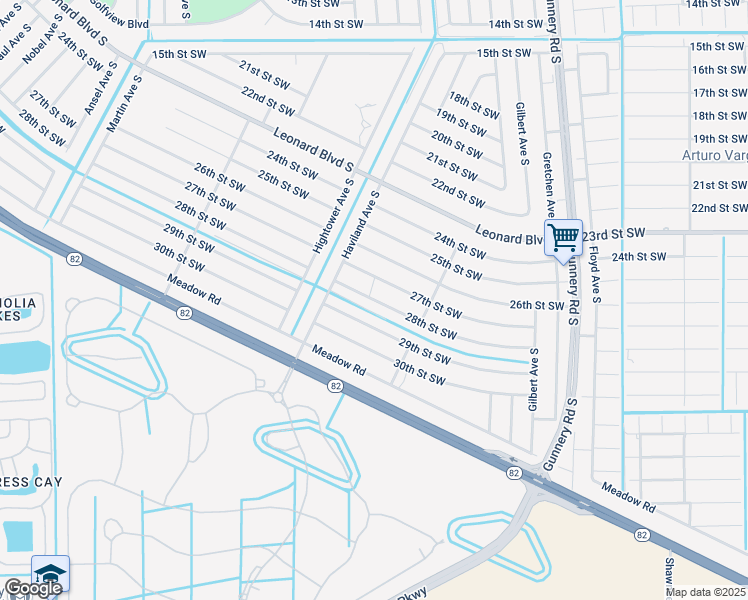 map of restaurants, bars, coffee shops, grocery stores, and more near 4527 28th Street Southwest in Lehigh Acres