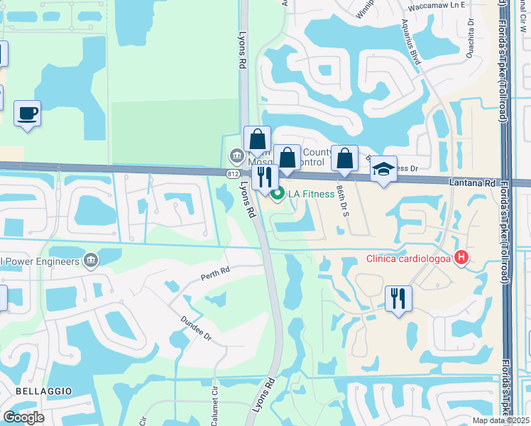 map of restaurants, bars, coffee shops, grocery stores, and more near 8438 Club Estates Way in Lake Worth