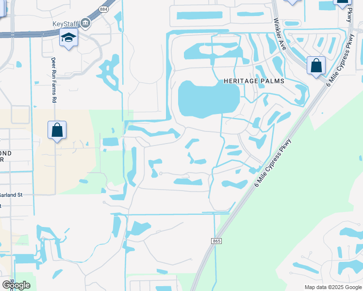 map of restaurants, bars, coffee shops, grocery stores, and more near 10497 Washingtonia Palm Way in Fort Myers