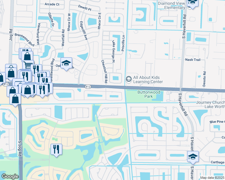map of restaurants, bars, coffee shops, grocery stores, and more near 5760 Strawberry Lakes Circle in Lake Worth
